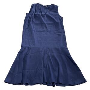 Cacharel Dress Womens 34 X Small Blue Silk Flounce Hem Midi Elegant France